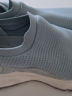 Women's Light Blue Knit Slip-On Sneakers - Cushioned Everyday Comfort